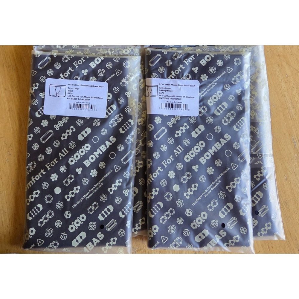Lot of 4 Bombas 8470 M's Cotton Modal Blend Boxer Brief Midnight Navy XL NEW